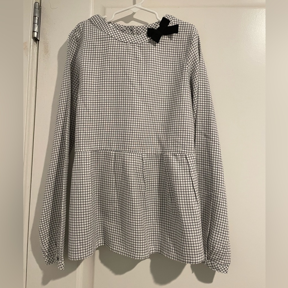 Marie Chantal Size 12 White and Blue Checked Blouse Dress